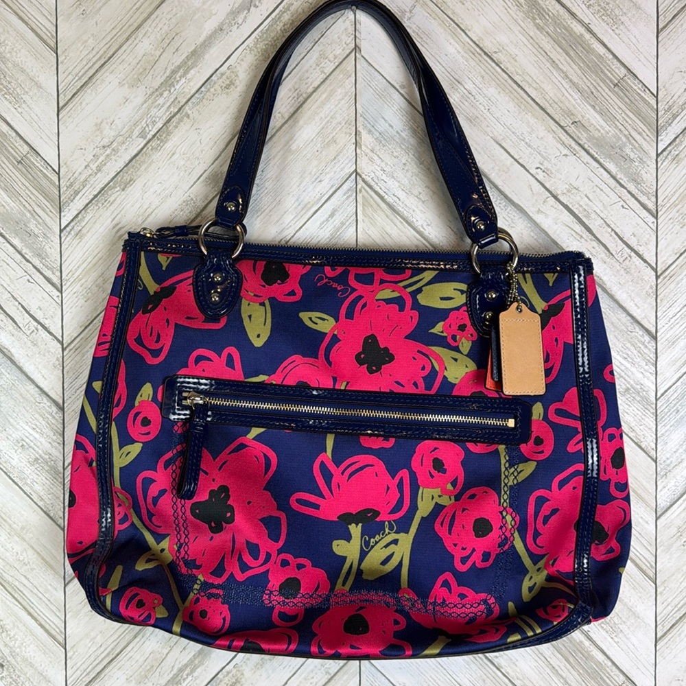 Coach Poppy Rare Print Hallie Rose Tote Bag